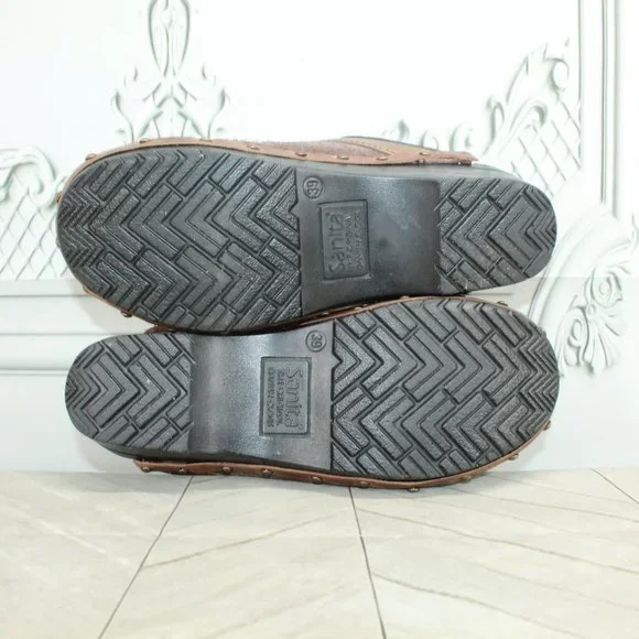 Sanita Black Suede Slip On Slide Studded Clogs Mules Size 39 US 9 - Picture 8 of 8